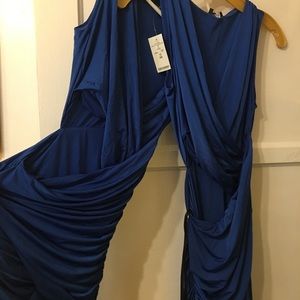 💧Blue silky draped dress